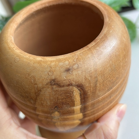 Vintage Wood Pedestal Vase Decor - Picture 14 of 14